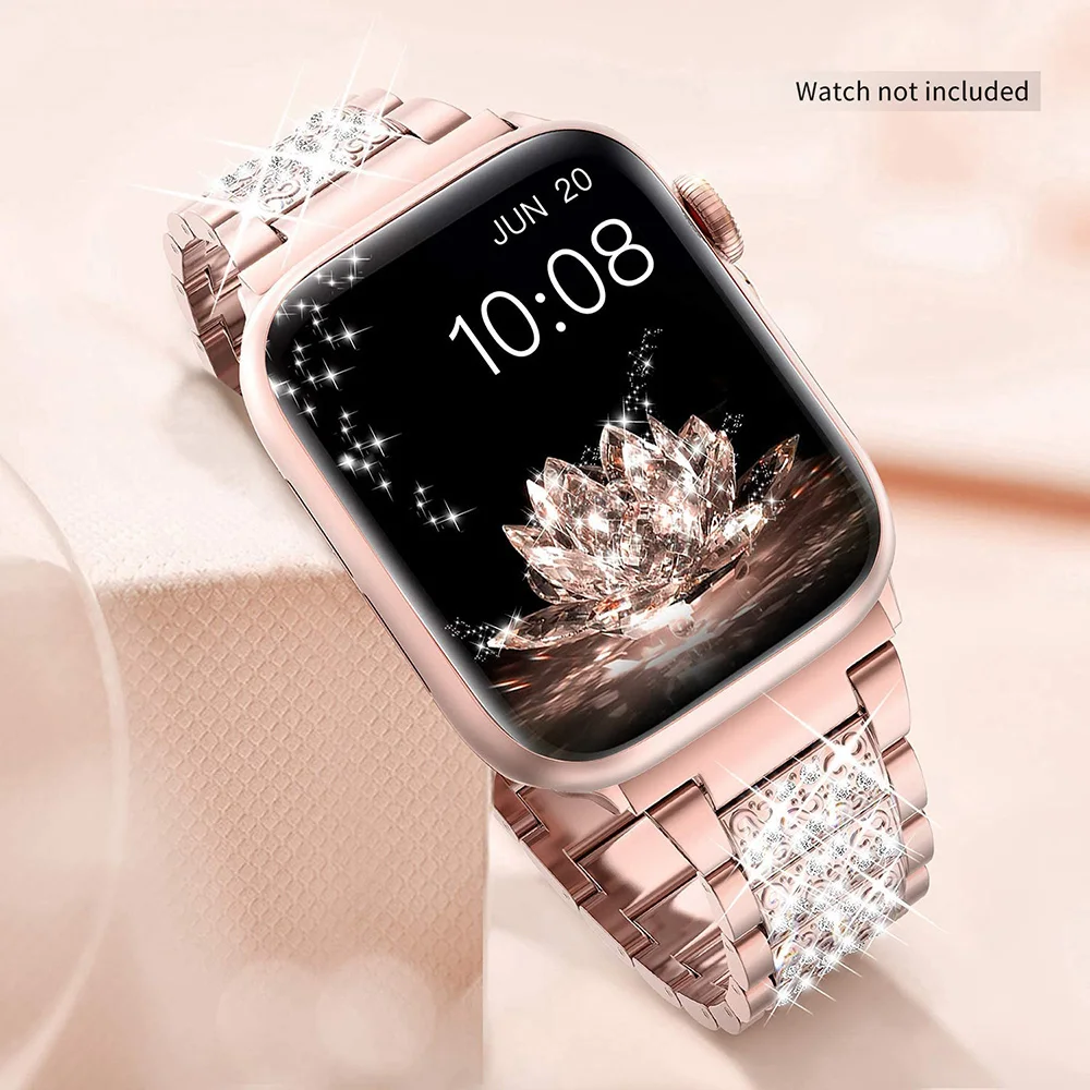Modisches Band für Apple Watch 49 mm 46 mm 45 mm 44 mm 42 mm 41/40 mm Armband iWatch Ultra 2 SE 10 9 8 7 6 5 4 3 Damen-Metallarmband