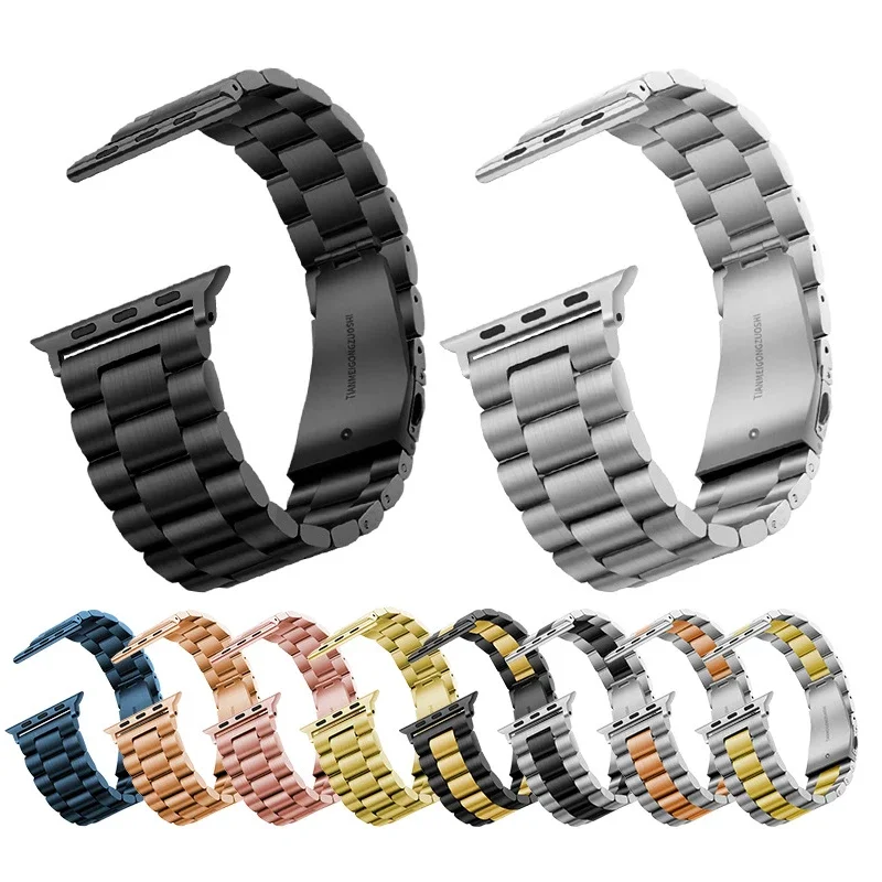 Metal Strap for Apple Watch 45mm 44mm Iwatch Series 7 6 5 4 3 42mm 38mm 41mm 40mm Men Women Bracelet Stainless Steel Wristband