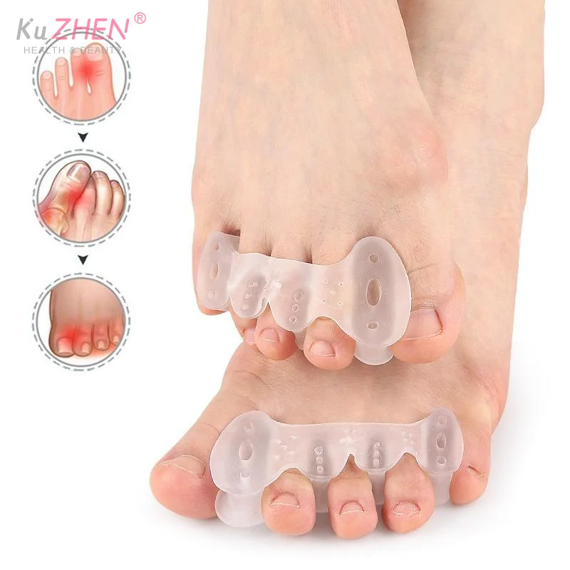1Pair Toe Separators With Holes Correct Foot And Bunion Pain Plantar Fasciitis Toe Straightener To Improve Functional Mobility