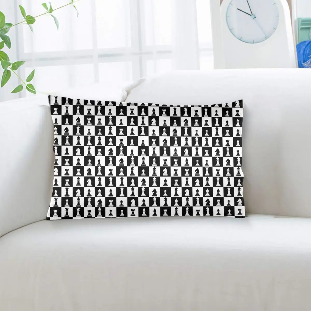 Black And White Chess Board Pattern Rectangle Pillowcase Cushion Cover Decorative Bedroom Bed Home Comfort Throw Pillow