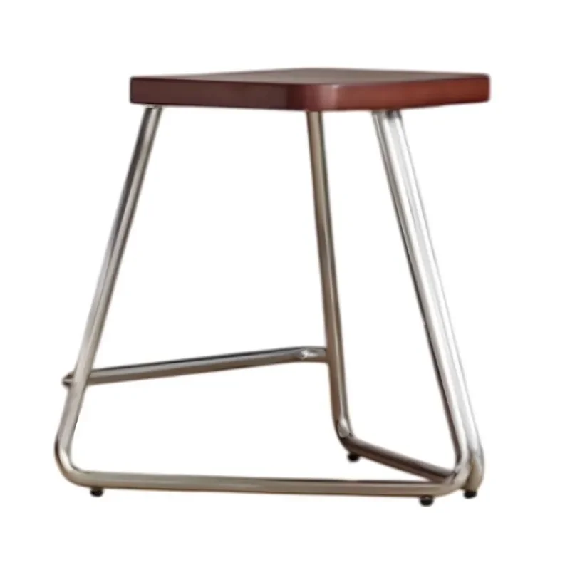 

Household Japanese Bauhaus desk stool Solid wood stainless steel bench Simple medieval low stool