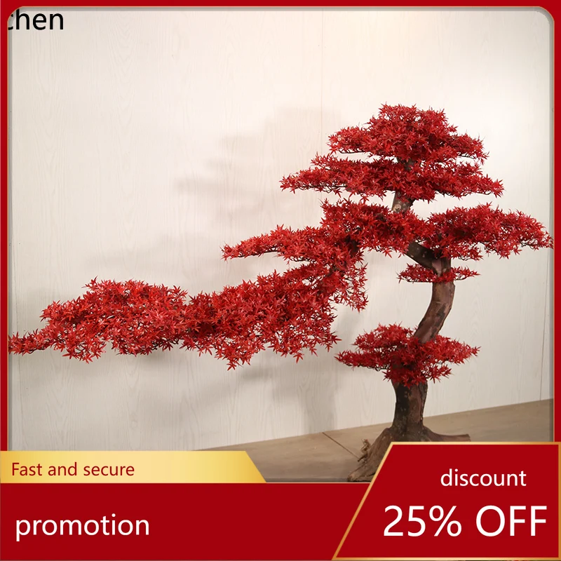 

HXL Artificial Red Maple Red Pine Tree Welcoming Pine Fake Tree Floor-standing Landscaping Ornament Large Landscape