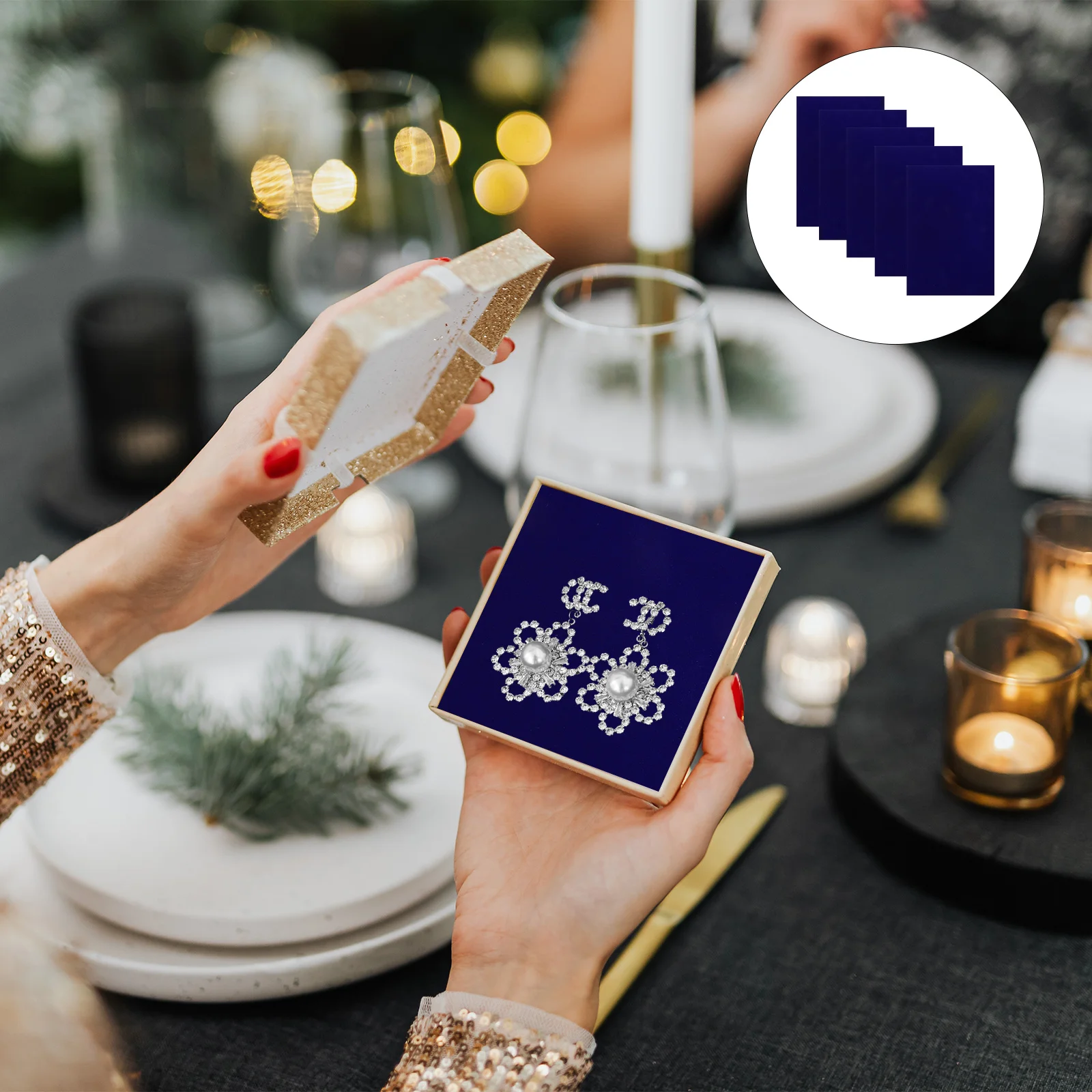 

5 Sheets Adhesive Jewelry Liner High-Grade Material Long Lasting Smooth Touch Drawer Cabinet Lint Felt Adhesive Felt