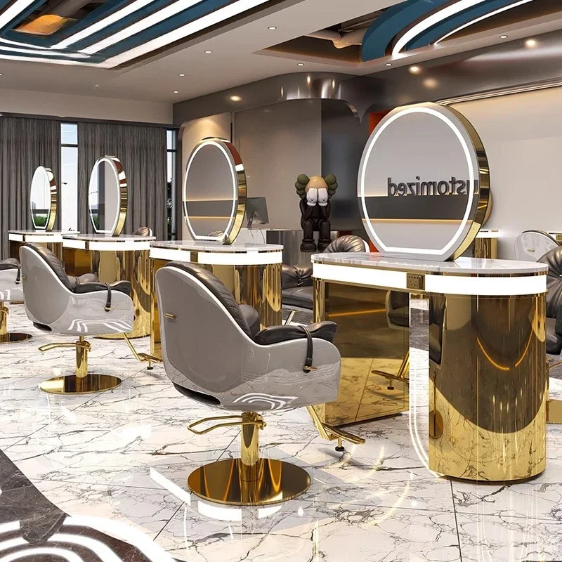 Foreign trade barber shop mirror hair cutting mirror dyeing and ironing hair cabinet integrated salon special