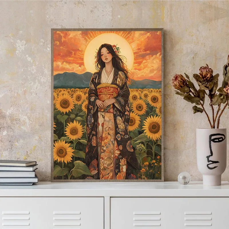 Ukiyo-e نمط اليابانية الآلهة قماش طباعة Amaterasu Benzaiten Inari Raijin الأساطير الجدار ملصق فني للمنزل مكتب ضريح ديكور