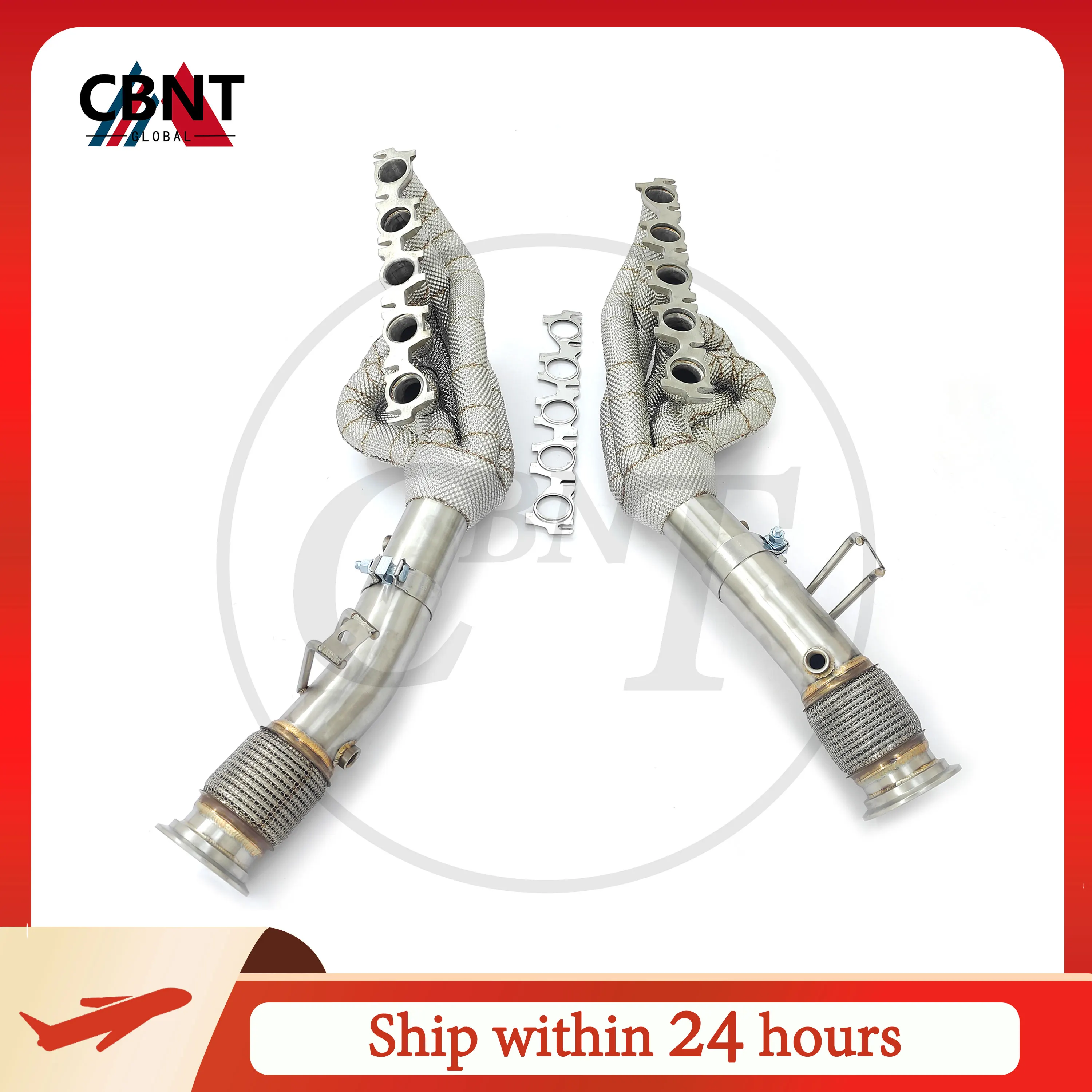 

CBNT Racing Exhaust Header for Audi R8 5.2L V10 for Lamborghini Huracan LP580 LP610 5.2L V10 Exhaust Manifolds with Heat Shield