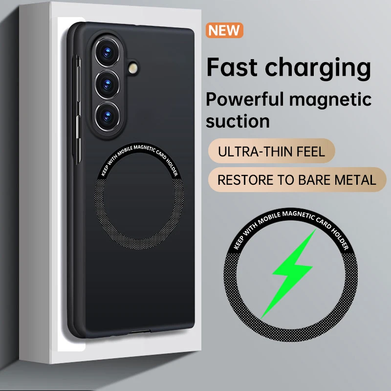 Ultradünne Handyhülle mit Hautgefühl für Samsung Galaxy Z Fold 8 7 6 5 4 3 Fold8 Fold7 für Magsafe magnetische kabellose Ladeabdeckung