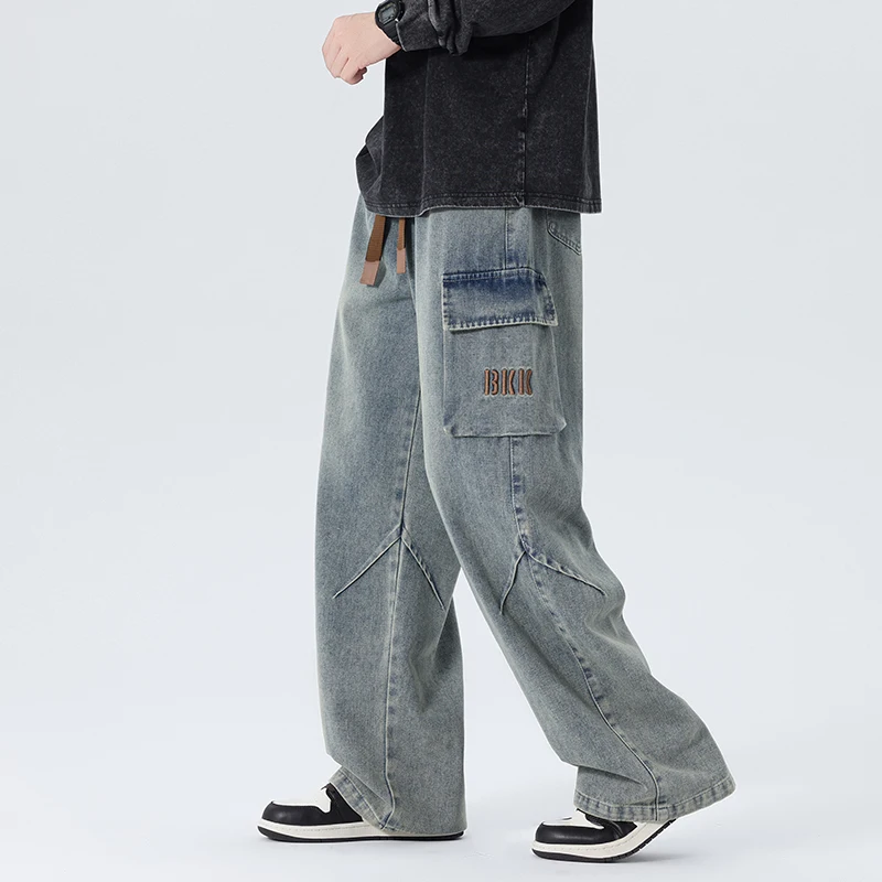 8XL Denim Pant Men Hip Hop Streetwear Jean Men Vintage Y2K Harajuku Baggy Straight Wide Leg Letter Embroidery Jeans Mens Trouser