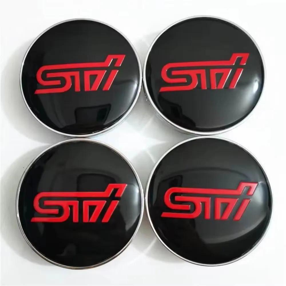 4szt 60mm Dotyczy Subaru Hub Cover STI Red Tire Center Cover Logo Tire Center Cover Dekoracja Naklejka Stylizacja Akcesoria