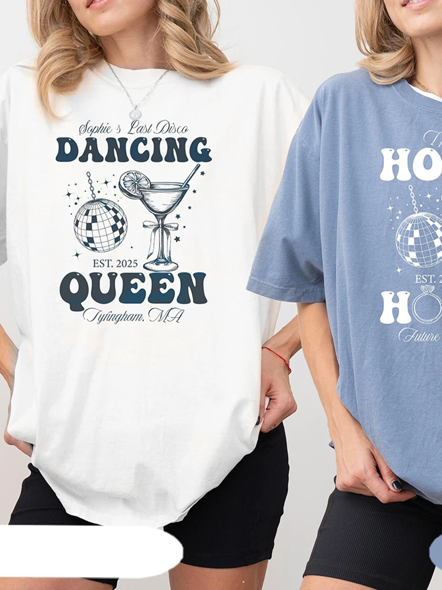 مخصص ديسكو العازبة حزب قميص خمر الرقص ماما ميا ديسكو العروس قميص القطن Y2K للجنسين أعلى اليومية العصرية الشارع الشهير