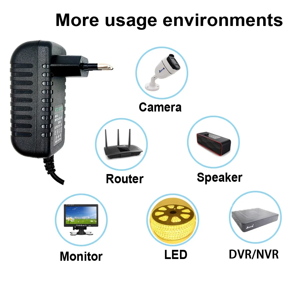 AC 100V 240V Input DC 12V 2A Output Supply Charger Universal Adapter Converter Plug For Camera DVR Router LED 12V Power Supply