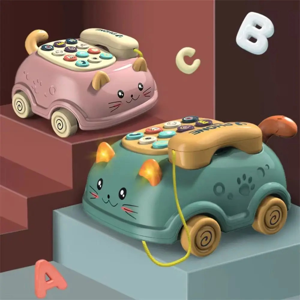 

Early Education Telephone Toy Bus Shaped Montessori Emulated Telephone Toys Lovely Cartoon Simulation Landline Phone