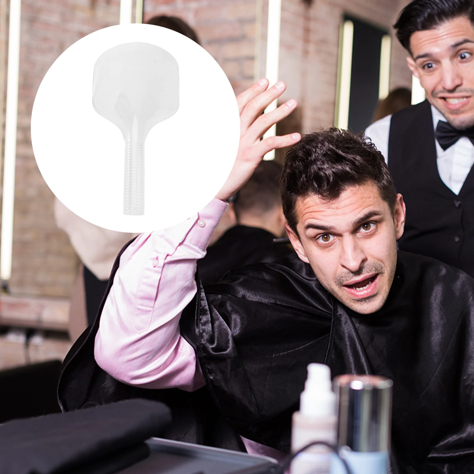 

Hair Cutting Transparent Face Mask Protector Lightweight Non-Slip Handle Salon Baffle Professional Hairdresser