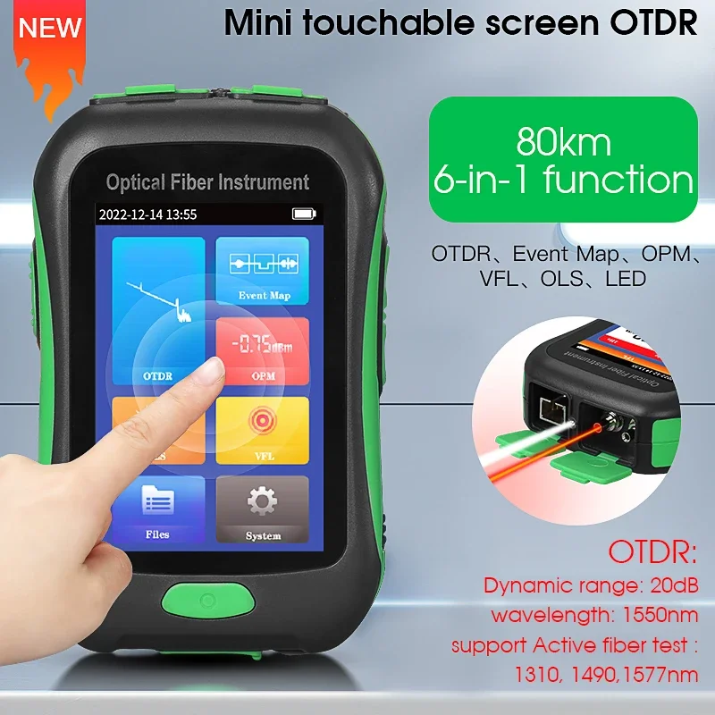 AUA-16U/A OTDR Active Fiber Live Test 1550nm 20dB 80KM Fiber Reflectometer Otdr Touch Screen OPM VFL OLS LED Tester SC UPC/APC