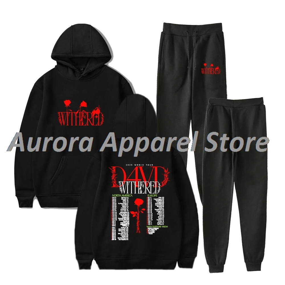 

D4vd Withered World Tour 2025 толстовки с капюшоном, комплект брюк для бега, косплей, женские и мужские модные уличные толстовки