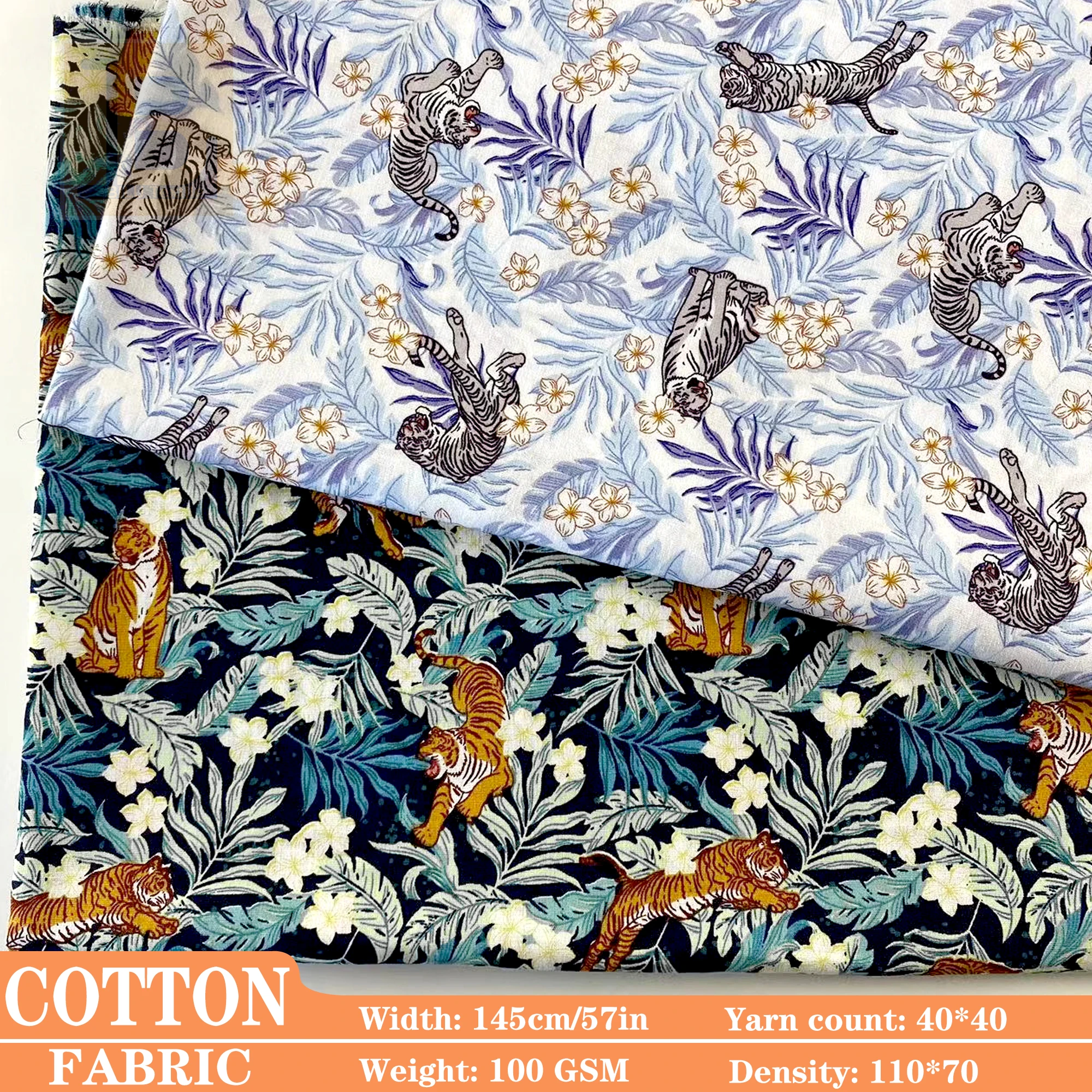 

Хлопковая ткань с цветочным принтом в пляжном стиле Tiger Heatwave, дышащая и приятная для кожи для детских платьев, пляжная одежда, сделай сам, шитье, домашний декор