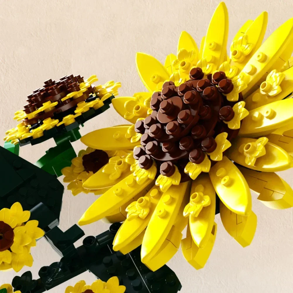 1277PCS Sunflower Vase Wall Art Building Bricks Kit Creative Painting Block Model with Artist Figurine Decor Toy Gift for Adults