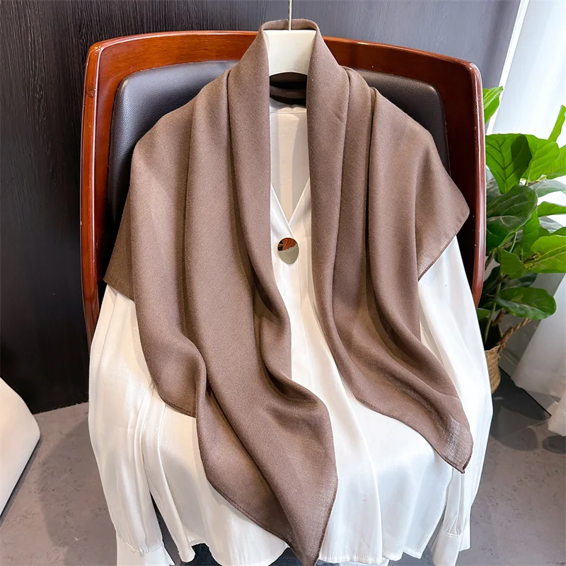 2026 New 90*90cm Square Scarves for Women Solid Color Cotton Linen Thin Headscarf Muslim Female's Hijabs Bag Accessories view 5