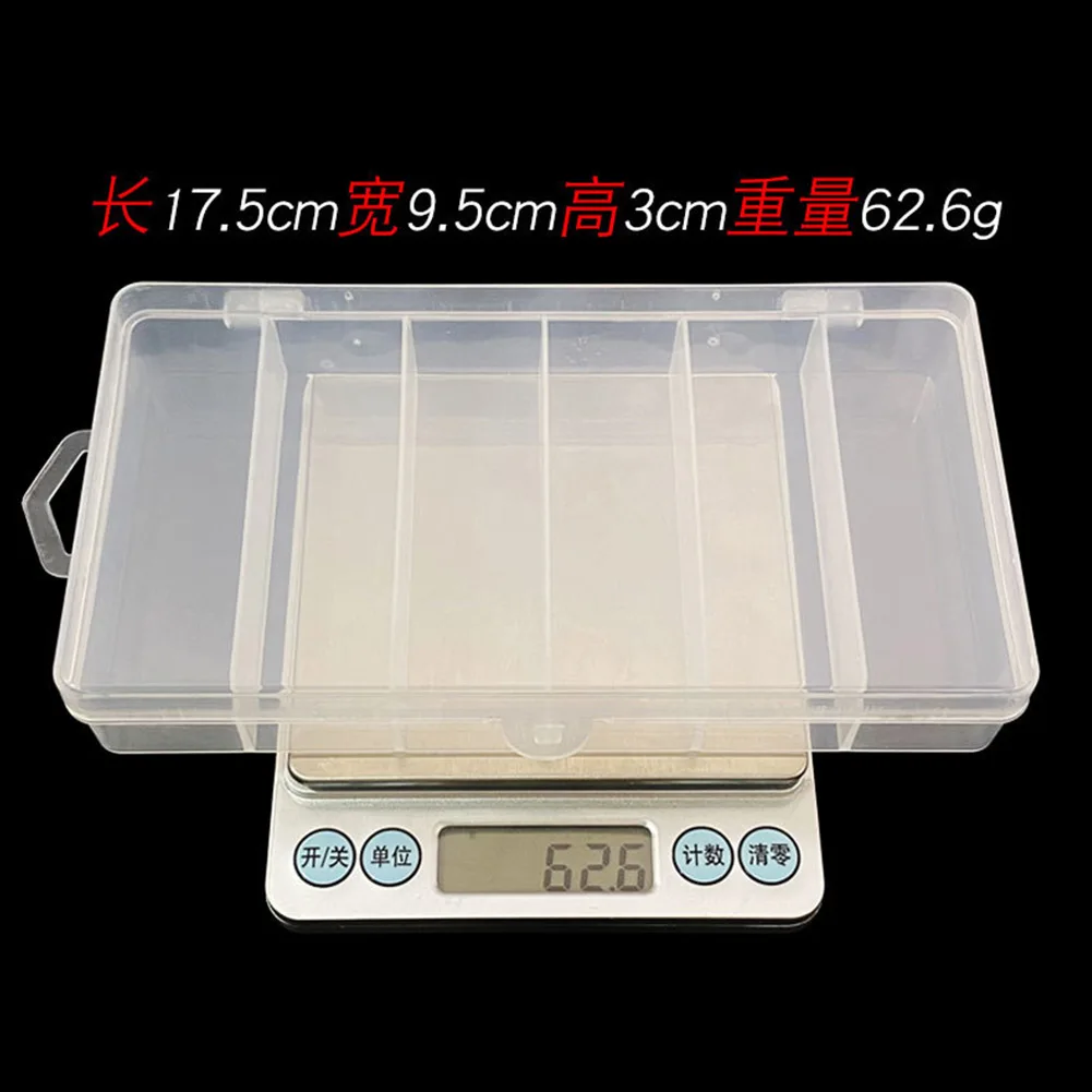1pcs PVC 6 Compartments Bait Box 17.5*9.5*3cm Soft Bait Hook Bait Organizer Storage Container Fish Hook Portable Storage Box