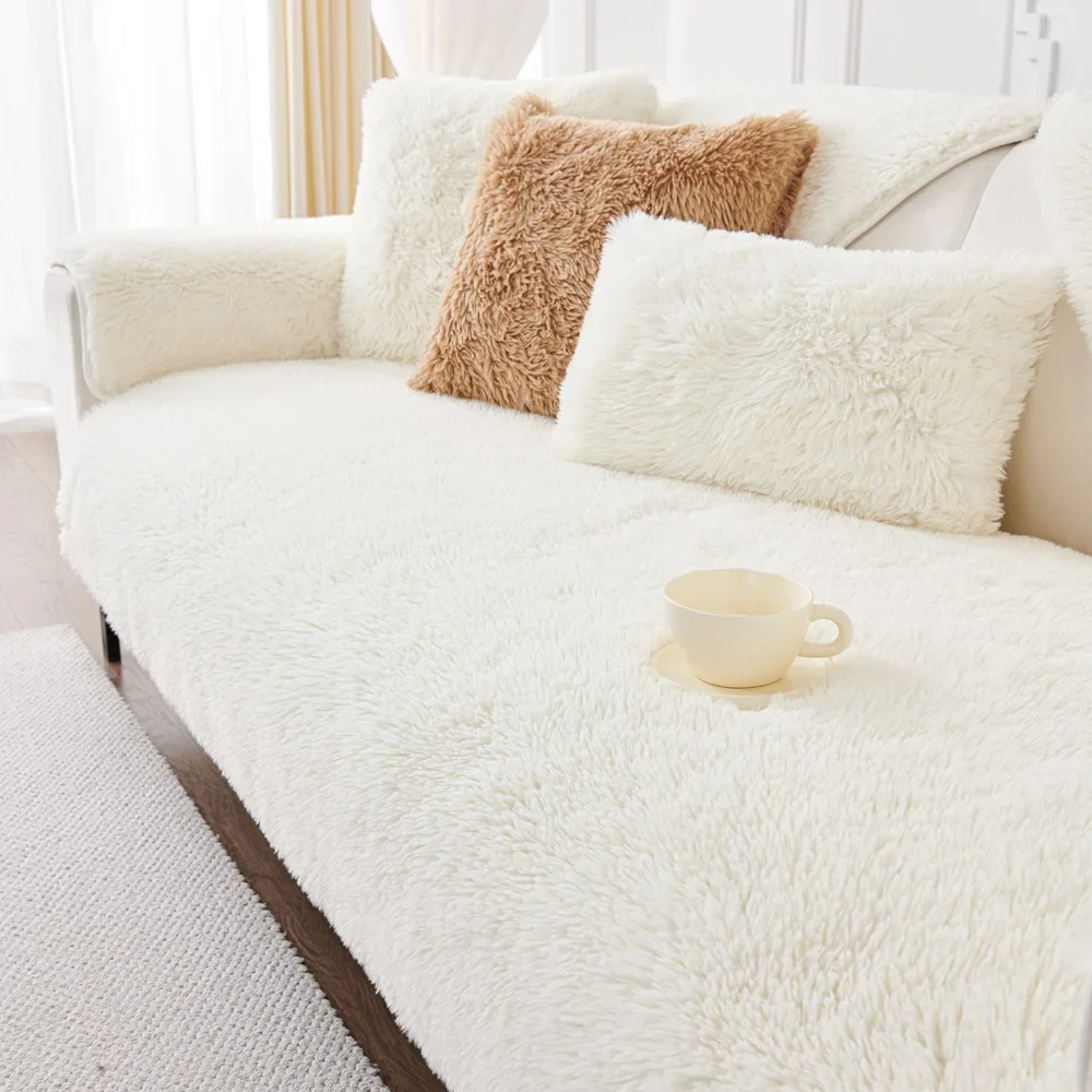 Winter Warm Thickening Plush Cushion New Corduroy Quilted Sofa Towel Couch Cover L-shaped Sectional Anti-slip Modern Sofa Cover