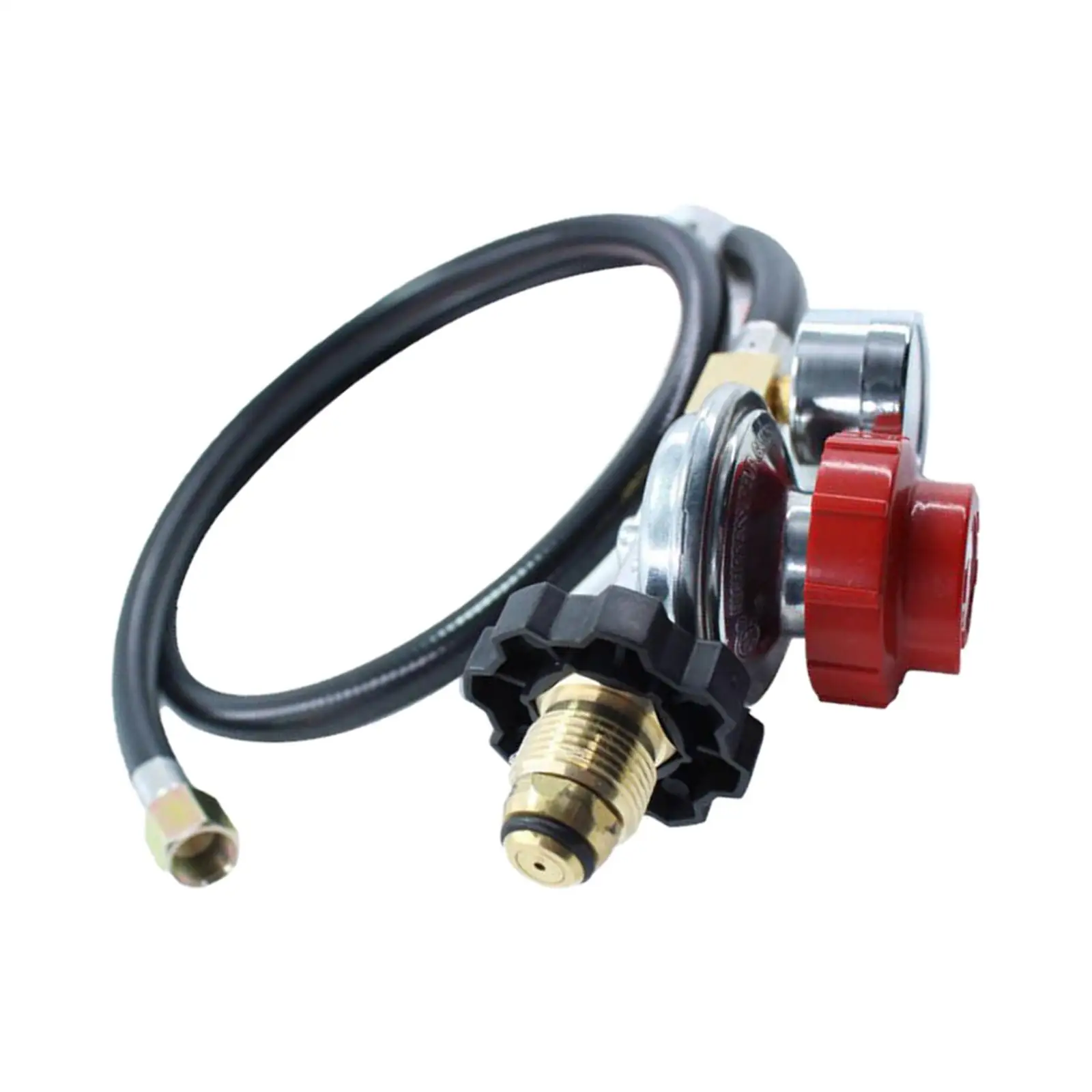 High Pressure Gas Regulator, 30PSI Gauge Adjustable Pol Connector for Camping