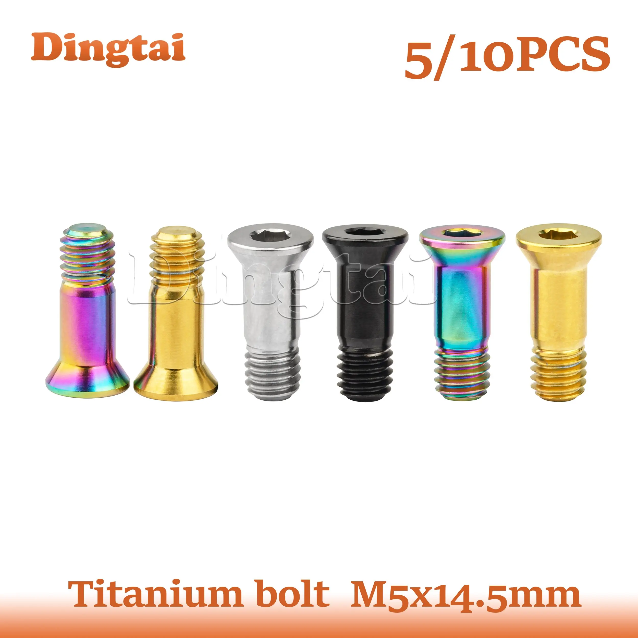 

Dingtai Titanium Bolt 5/10PCS M5x14.5mm uide Wheel Ti Screws Bicycle Rear Derailleur Bolt Jockey Wheel Bolt