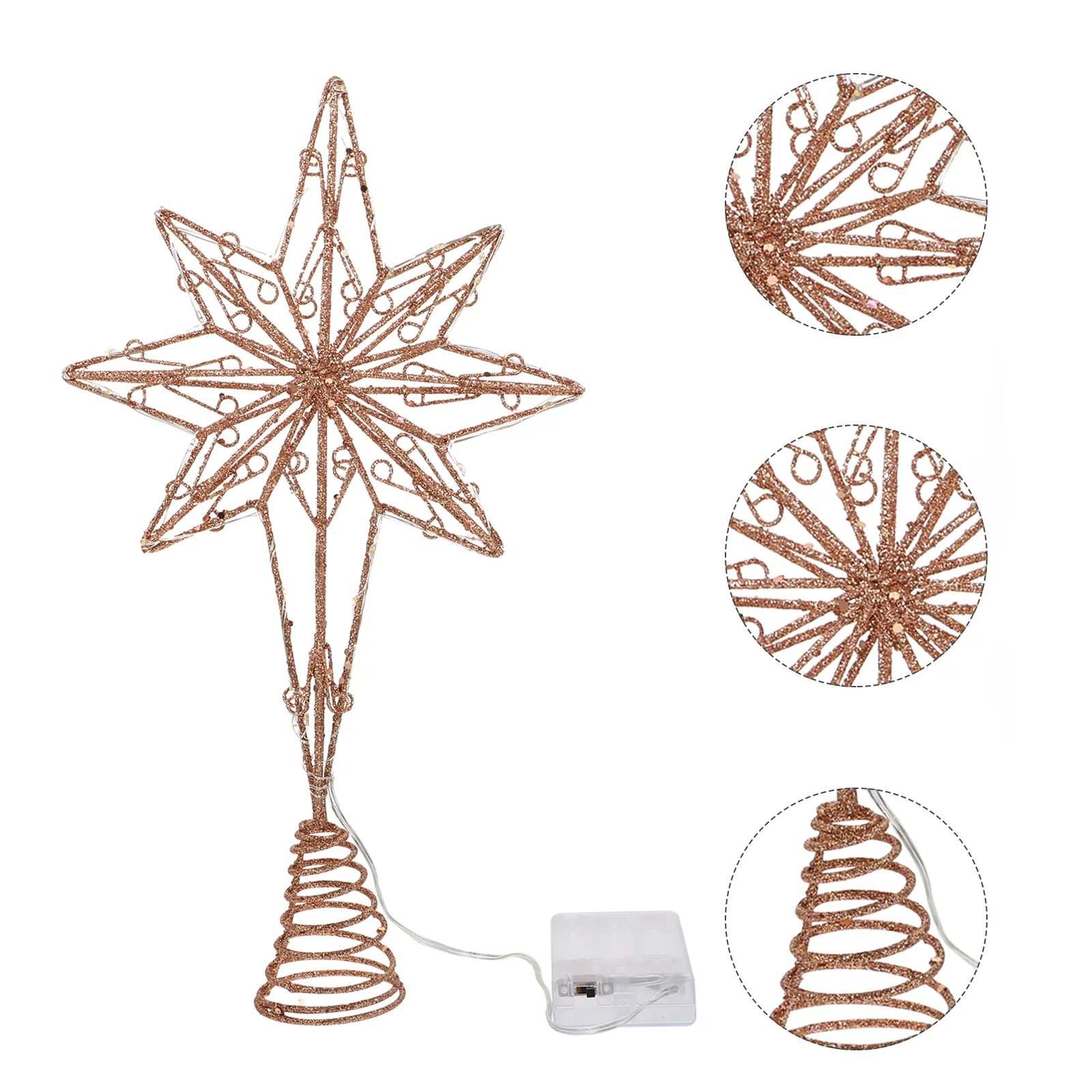 Christmas Tree Festival Adornment Xmas Topper Lamp Ornament Decorations Iron Craft Star Desktop Treetop