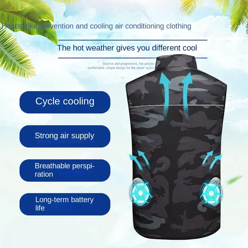 Men's Ice Vest Fan Air Conditioner Clothes Cool Vest Sport USB Rechargeable Cooling Vest Workers Summer Motorcycle Street Gear