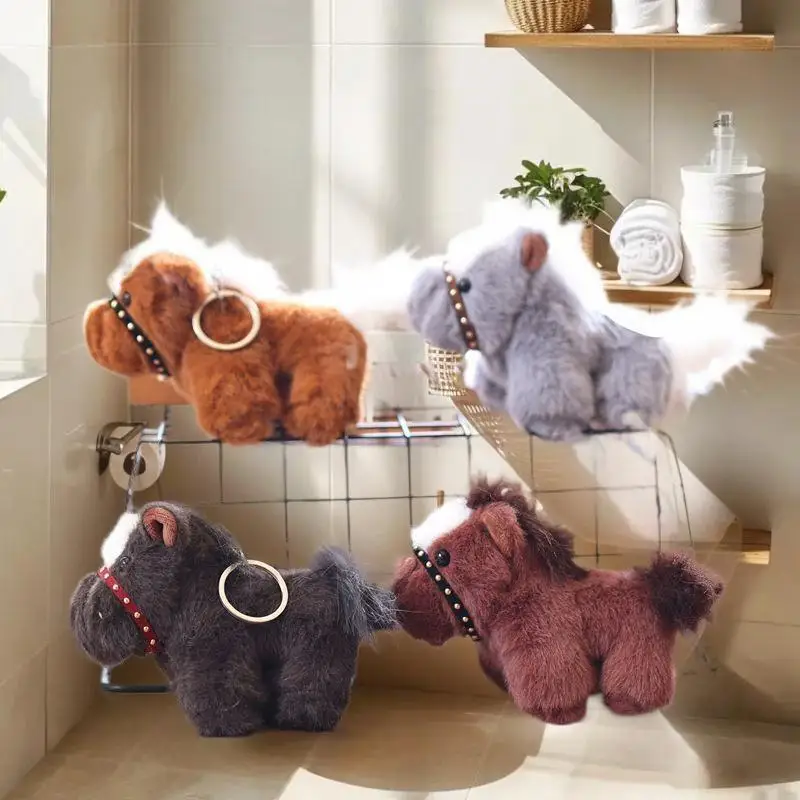 Porte-clés cheval de dessin animé 15cm, poupée en peluche douce, chien en peluche, sac à dos, pendentif, cadeau pour fille et femme