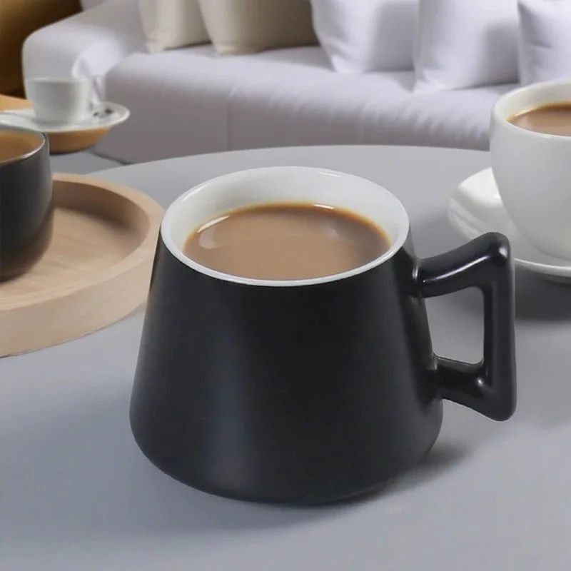 

260ml Ceramic Coffee Milk Mug Hotel Flower Tea Water Cup Lifeng Solid Color Style European Minimalist Frosted Glaze Process Mugs