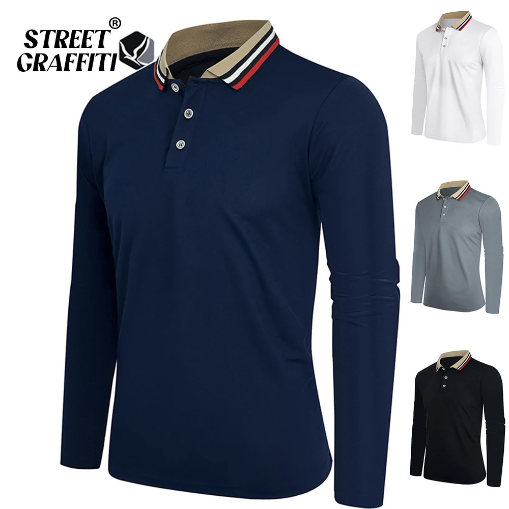 Spring Men Long Sleeve Golf Shirt Autumn Daily Office Indoor Top 2024 Brand Breathable High Quality Luxury Shirt Dropshipping