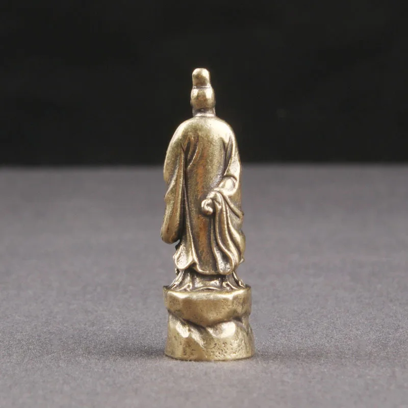 Brass Mencius Bronze Statue Confucian Philosopher Figures Micro Carved Handicrafts Small Ornaments