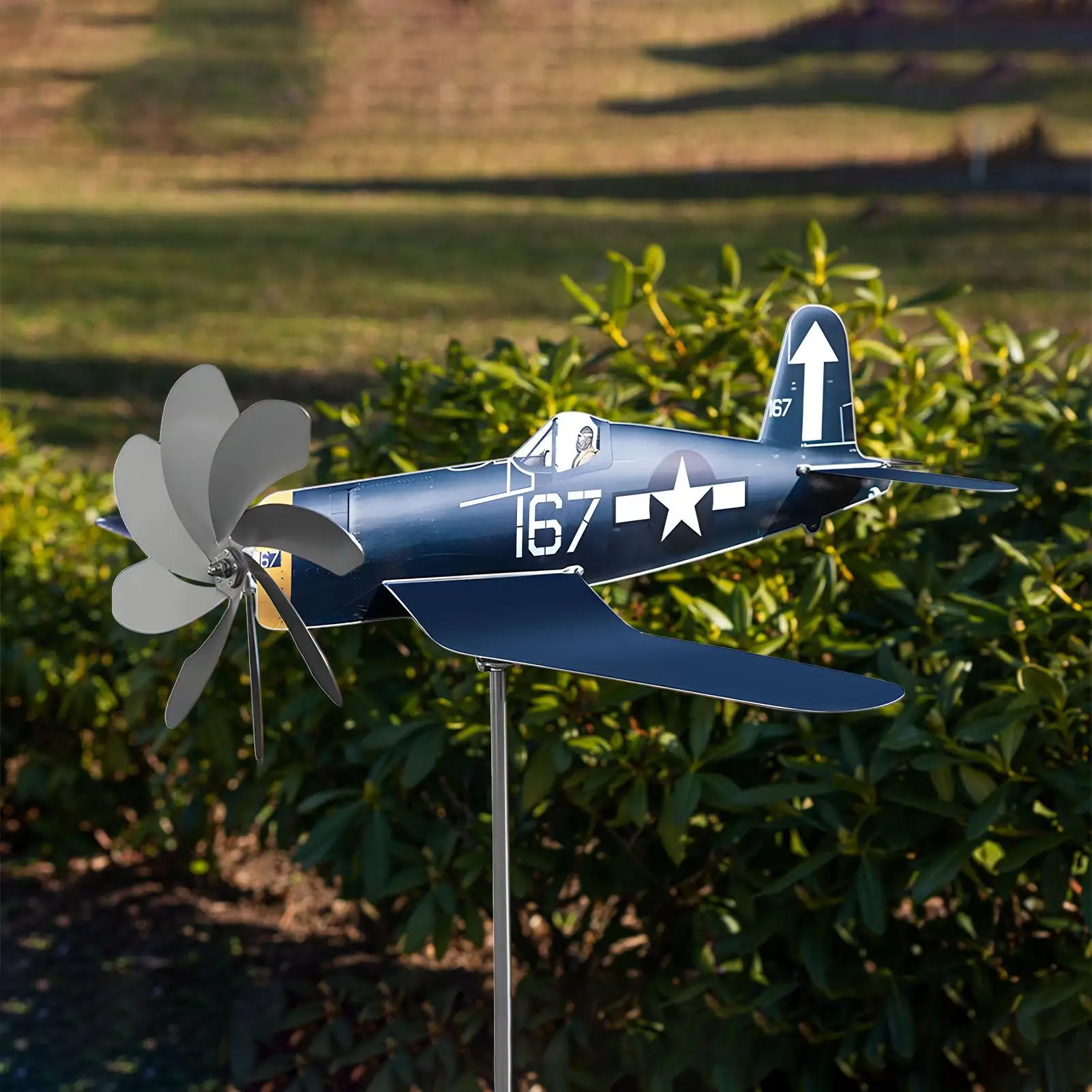 Aircraft Garden Windmill Airplane Wind Spinners Weatherproof Stainless Steel Wind Powered Wind Catcher Garden Art Decorations