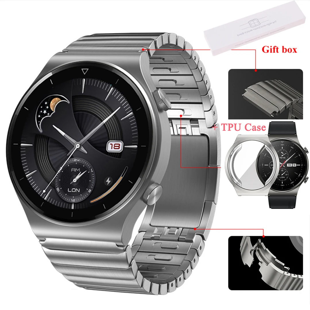 Original Titanium Grey Strap for Huawei Watch GT2 Pro 22mm Stainless Steel Correa Metal Watch Band for GT2 46mm GT2e Wrist Band