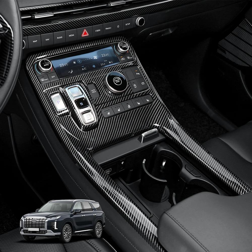 

Для Hyundai Palisade PE 2023-2025 LHD: накладка на центральную консоль из АБС-пластика для селектора КПП и отсека для стаканов