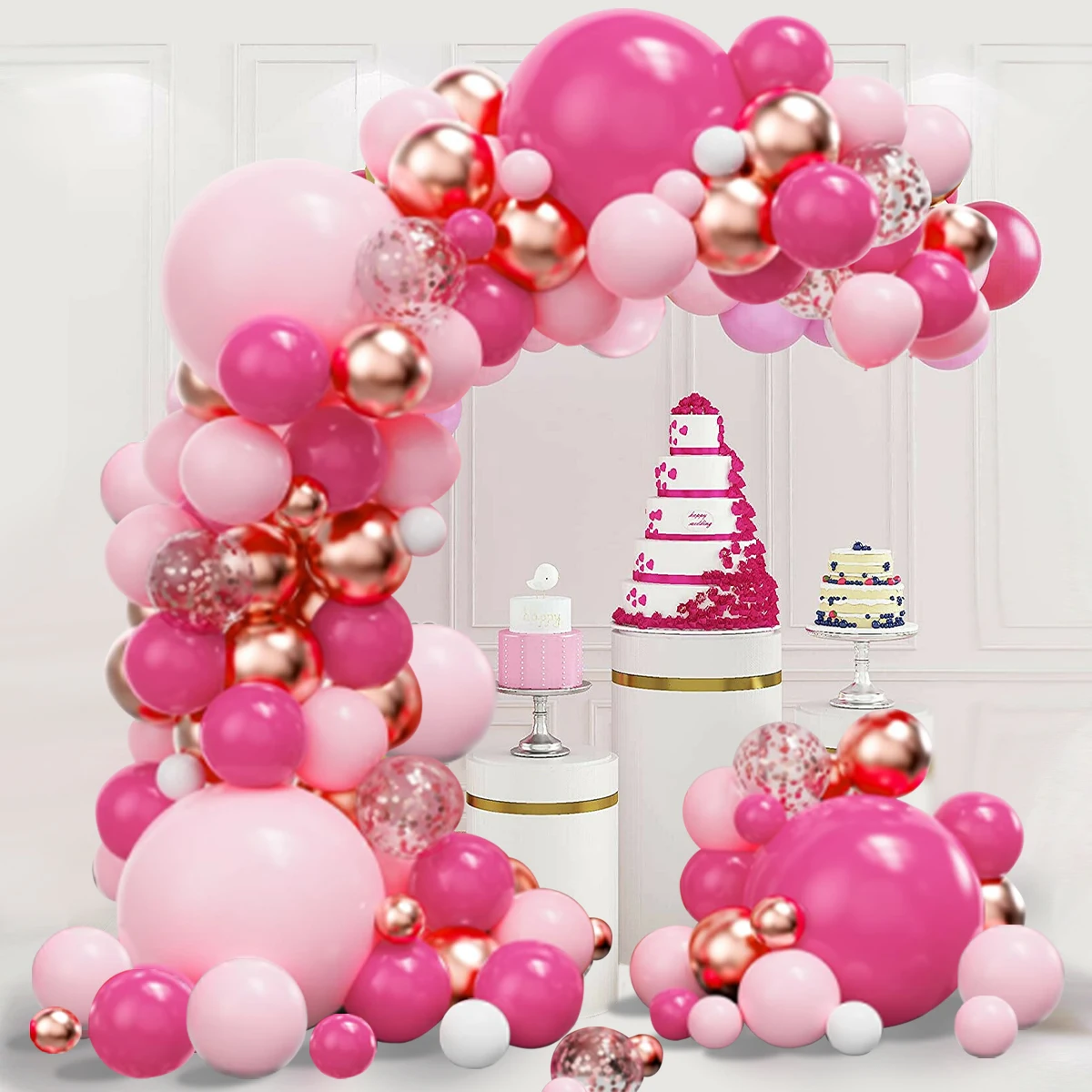 83Pcs Pink Gold Balloon Garland Arch Kit Girls Happy One Birthday Party Decoration Kid Baby Shower Supplies Wedding Party Favors