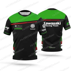 Kawasaki Men's and Women's Racing Team T-shirts 3D printed short sleeved shirts, motorcycle sportswear, children's tops