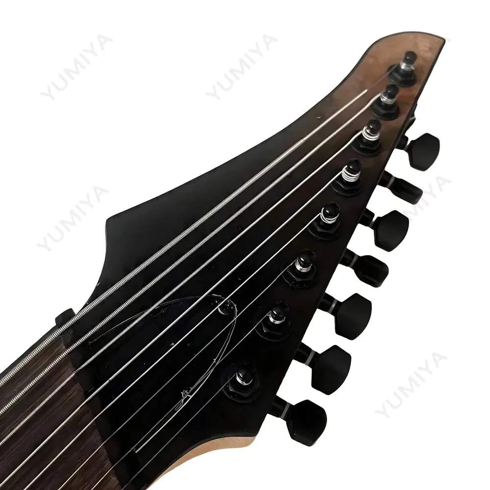 8 String Fanned Fret Electric Guitar Grey Tide Fade Satin Solid Body 24 Stainless Steel Frets Roasted Guitar Neck