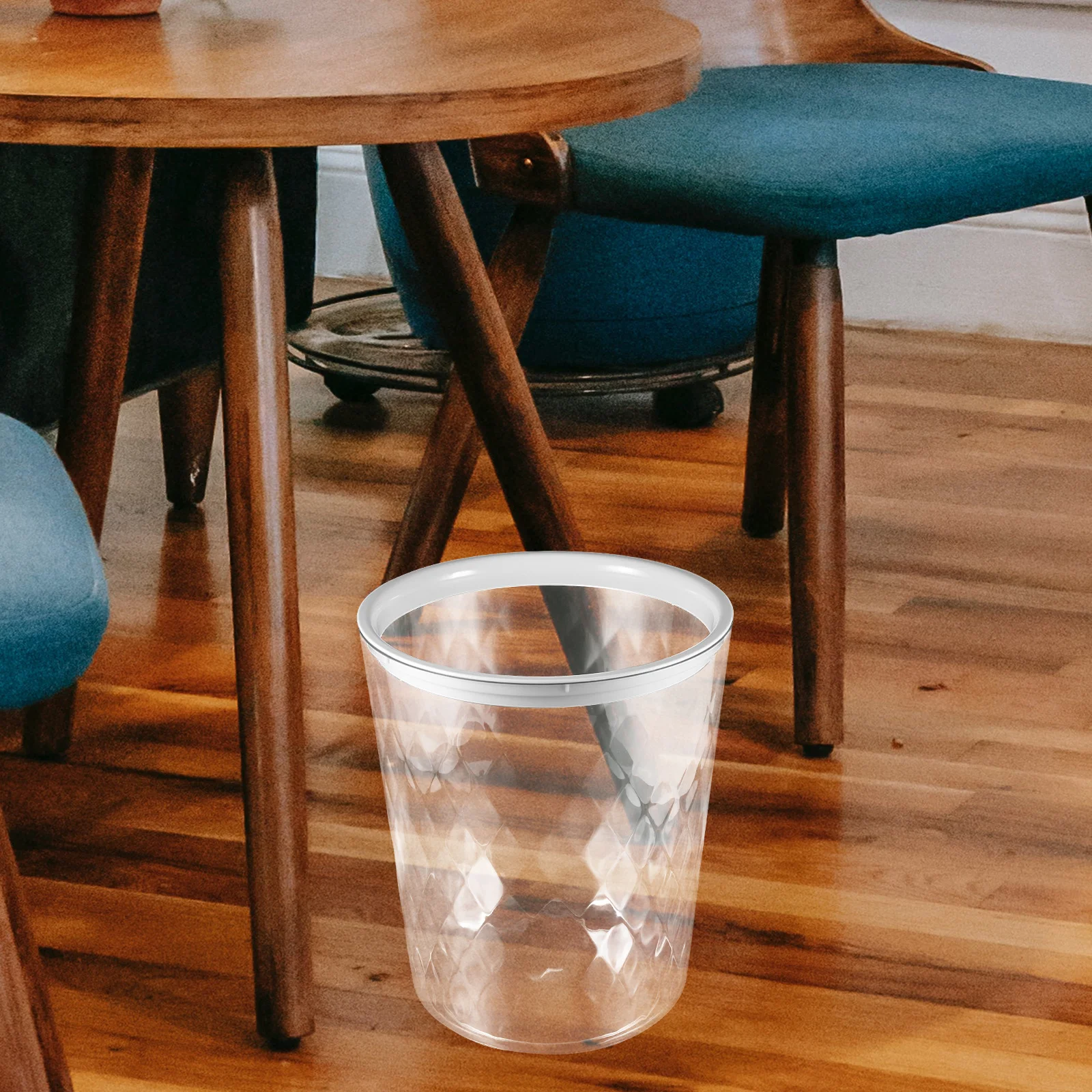 

Large Capacity Clear Trash Bin Portable Waste Basket for Home Kitchen Bathroom Office Sturdy Pet Material Multi Function