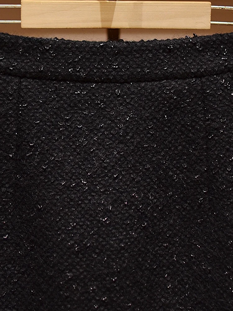 Ostrich Feather f Skirt Women's Ele 2025 New Coarse Tweed Hepburn Tassel High Waist Slimming Bodycon Skirt