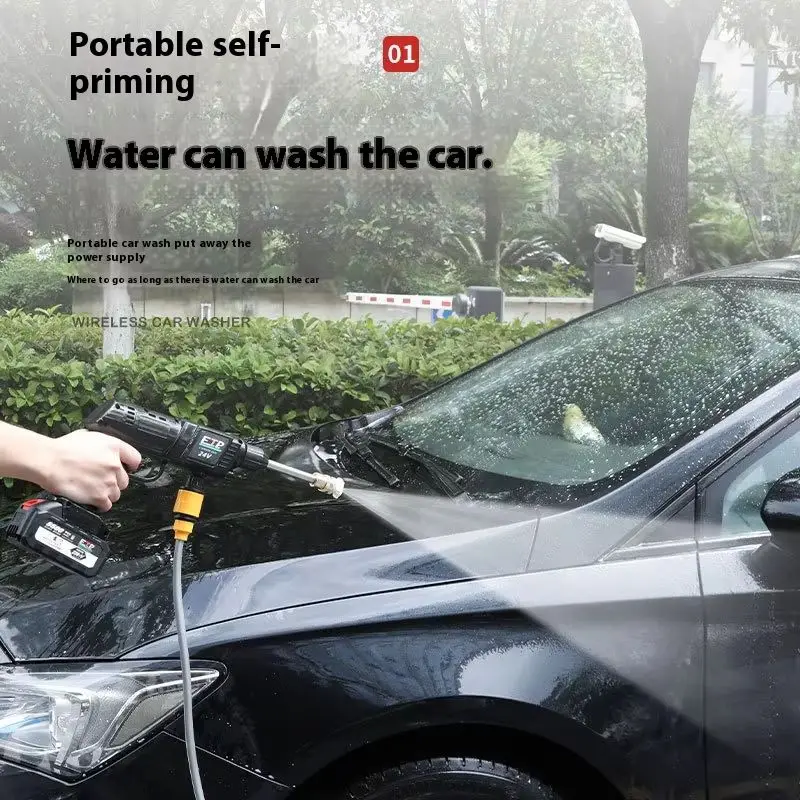 Hot Tide Outdoor Portable Wireless Car Wash Machine High-Voltage Lithium Battery Car Wash Machine Household Car Wash Water Gun