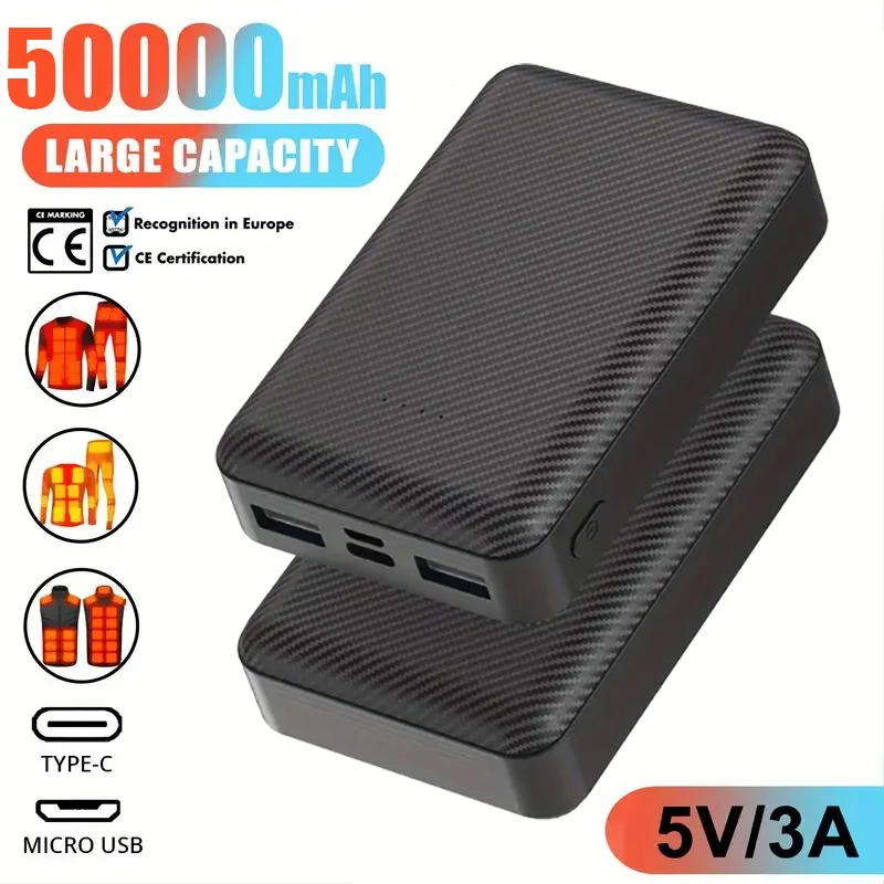 

50000mAh Portabl Heating Mobile Power for Heated Vest Jacket Gloves with 5V 3A Fast Charging Phone Portable Charger