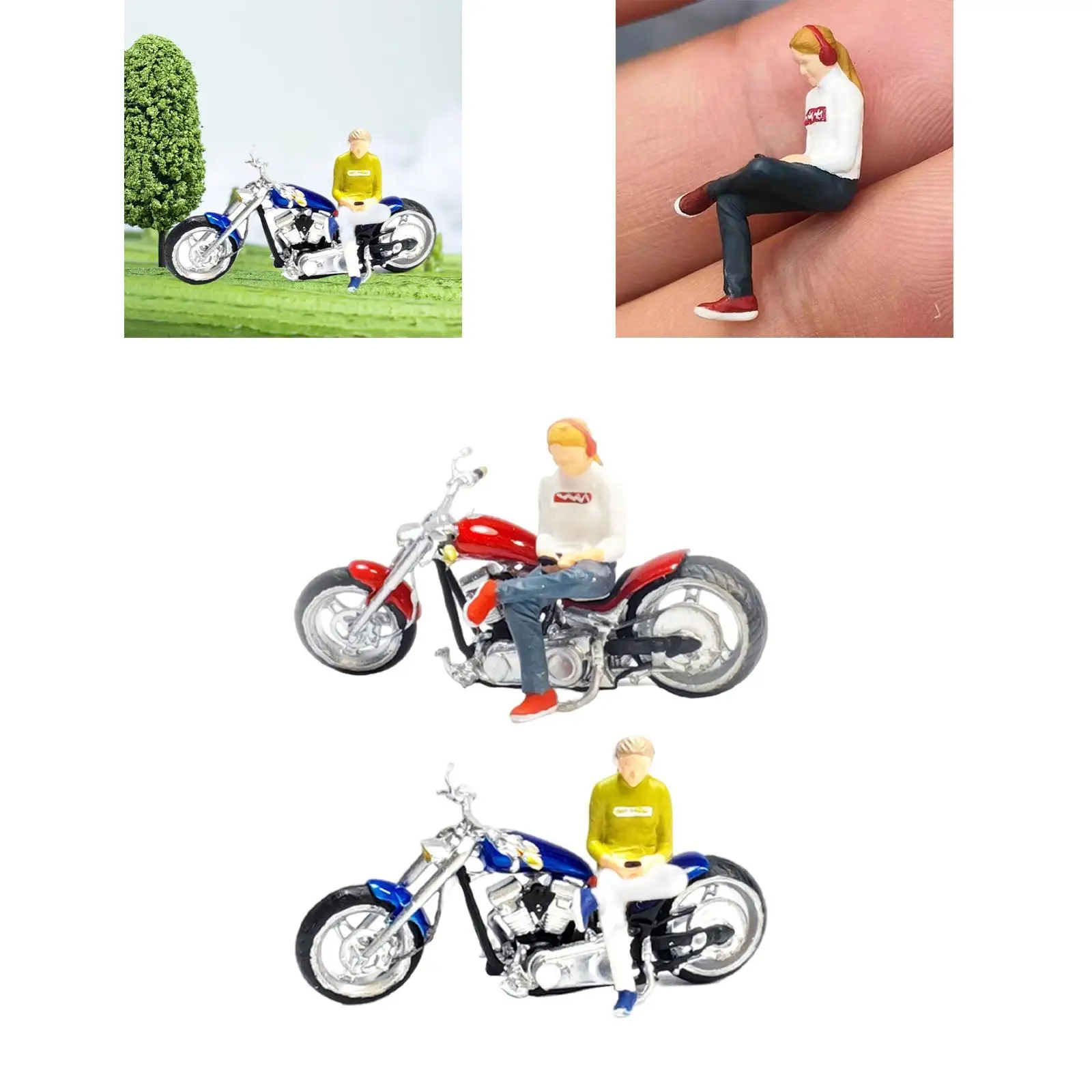 Diorama de modèle de personnes, décor de scène de bricolage, objets de collection, modèle de moto, 1/64