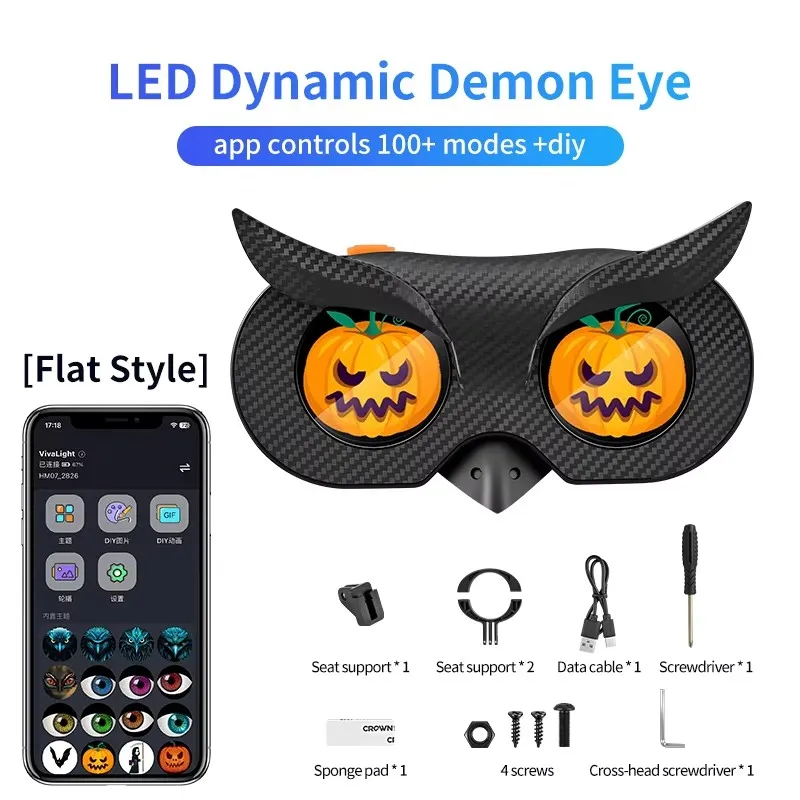 

Dynamic Devil Eye App Control Decorative Light Lens Motorcycle LED Taillight Lamp For Bicycle Accessories Plane and Lens Style