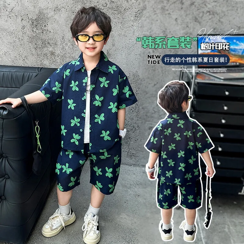 

Высококачественные летние повседневные комплекты одежды для мальчиков, детская модная рубашка с принтом + шорты, комплект из 2 предметов, праздничная одежда для маленьких мальчиков, От 2 до 11 лет