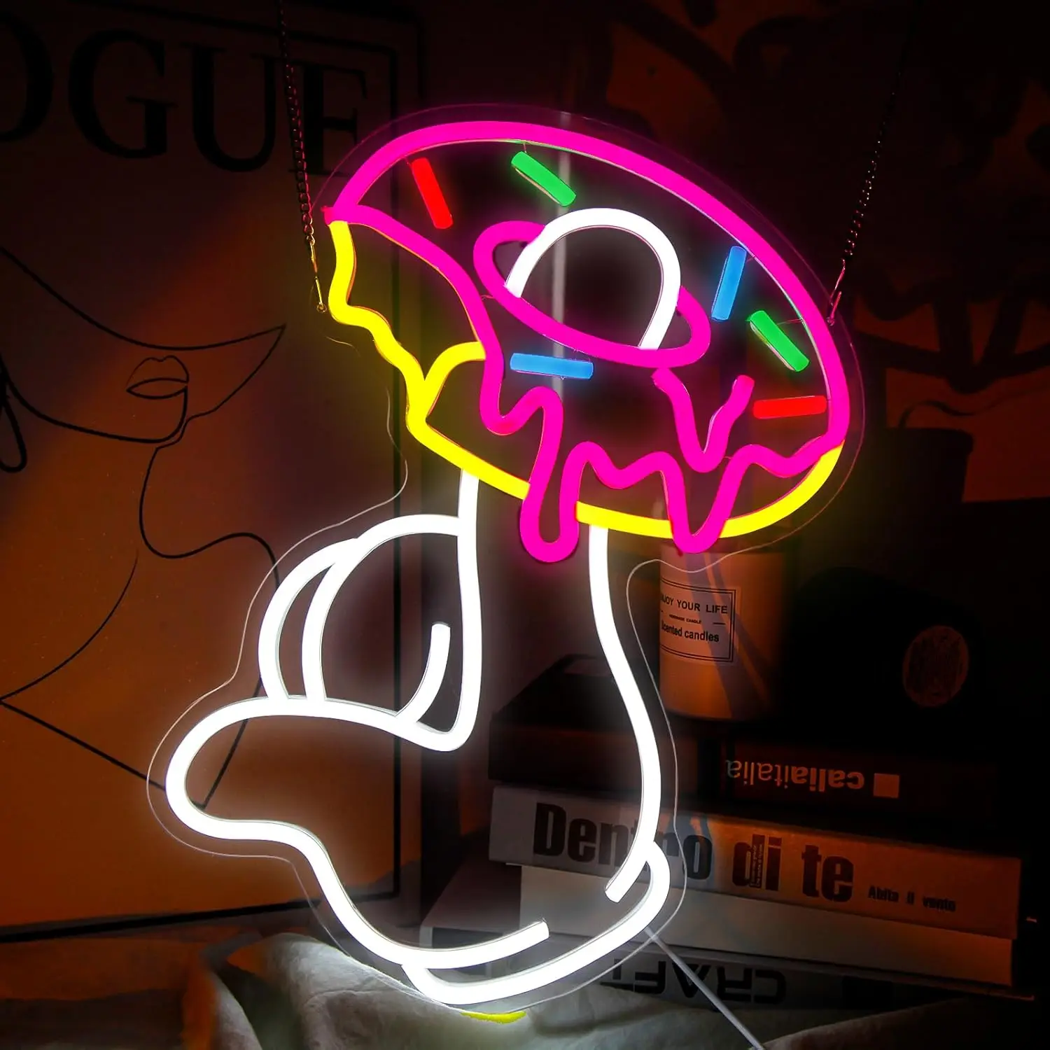 デザートネオンライトドーナツledネオンサイン壁装飾キッチンデザートショップボバショップコーヒーバーホームパーティー寝室用usb電源