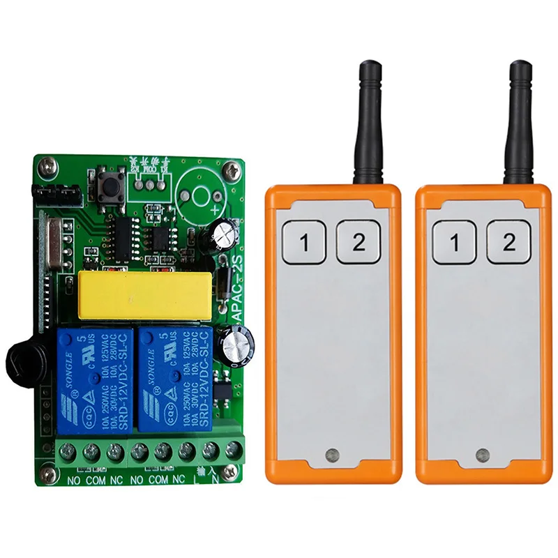 

Ndustrial Sector AC 110V 220V 2CH 10A RF Беспроводная система дистанционного управления с передатчиком на большие расстояния 300M-1000M
