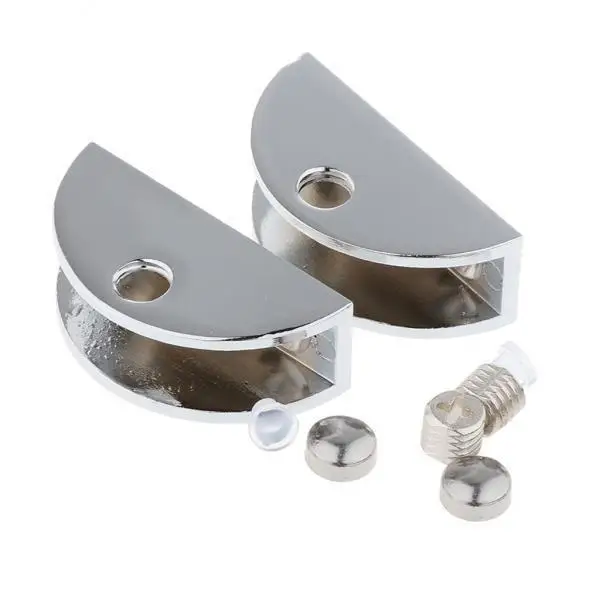 4x 2 Pack Glass Clamps, Adjustable Zinc Alloy Glass Bracket Flat Back for