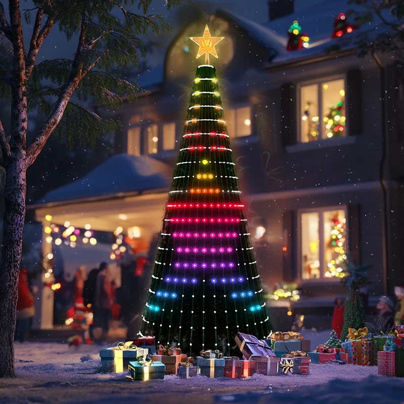 LED Christmas Tree Star Lights Smart Color Change Christmas Light with Remote Timer Music Sync Bluetooth App Controlled Light