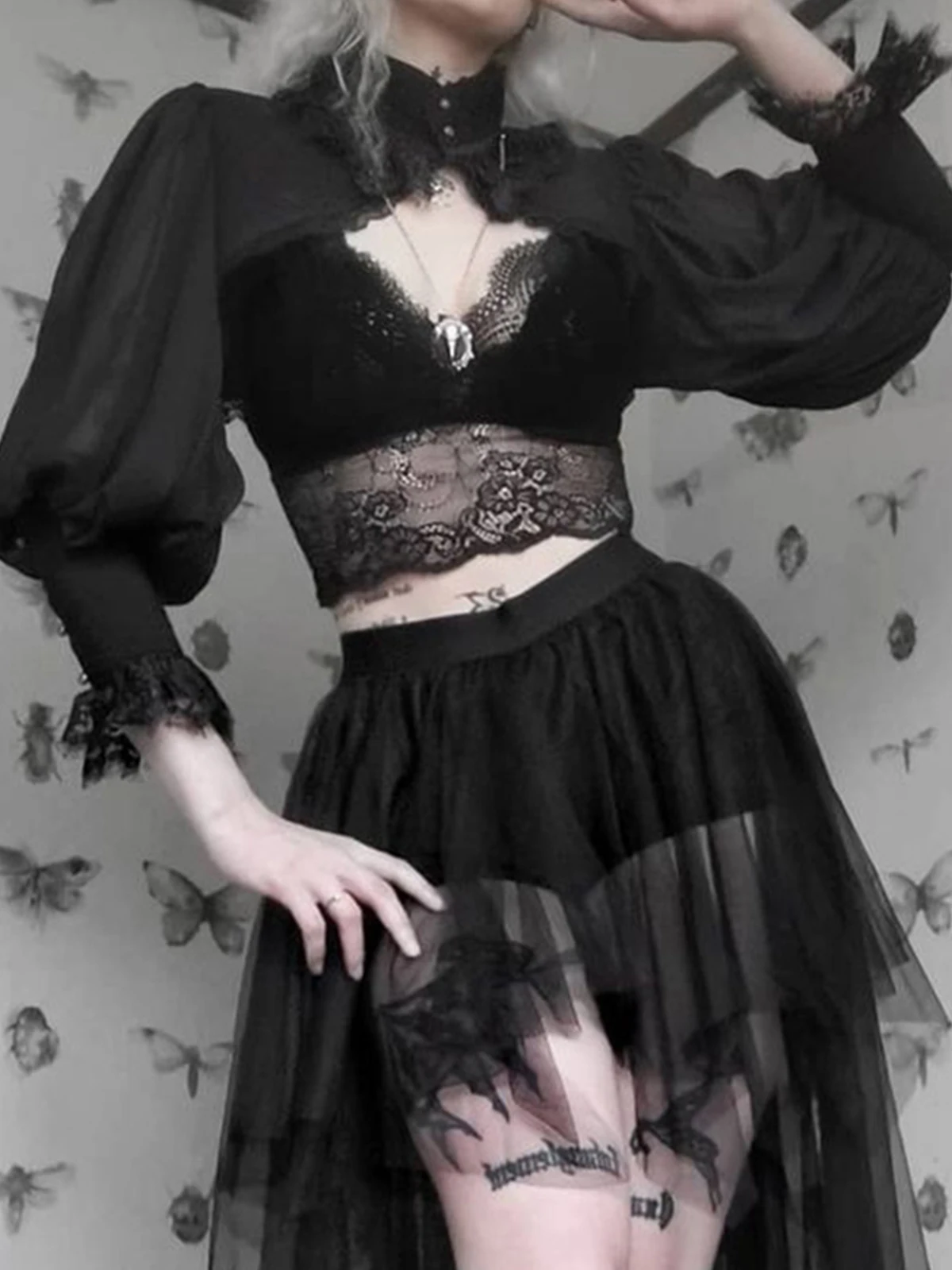 

Lace Gothic Black Short Steampunk Crop Jacket Kawaii Vintage Gorgeous Palace Blouse Women Party Bolero Victorian Coat Corset